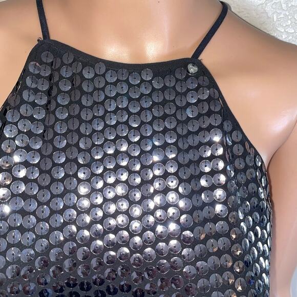 GUESS Sequin Mixed Cami size SM Metallic halter style shiny disco top shirt - Picture 3 of 11